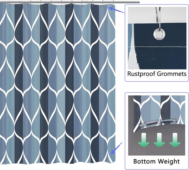 LLSCL Blue Grid Fabric Shower Curtain Liner with Magnets, Waterproof Hotel Quality, 72 x 72 Machine Washable - Image 2